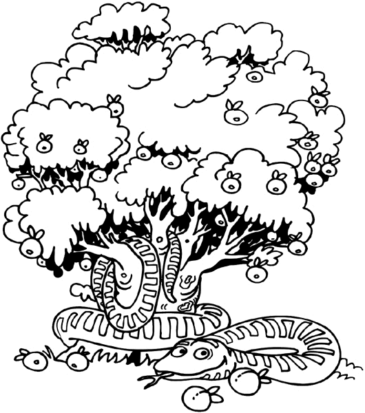 Apple tree with serpent vinyl sticker. Customize on line. Phenomena and History 072-0435